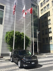 One of ours Flex SUVs picking clients up at Four Season San Francisco for a Wine Tour in Napa Valley